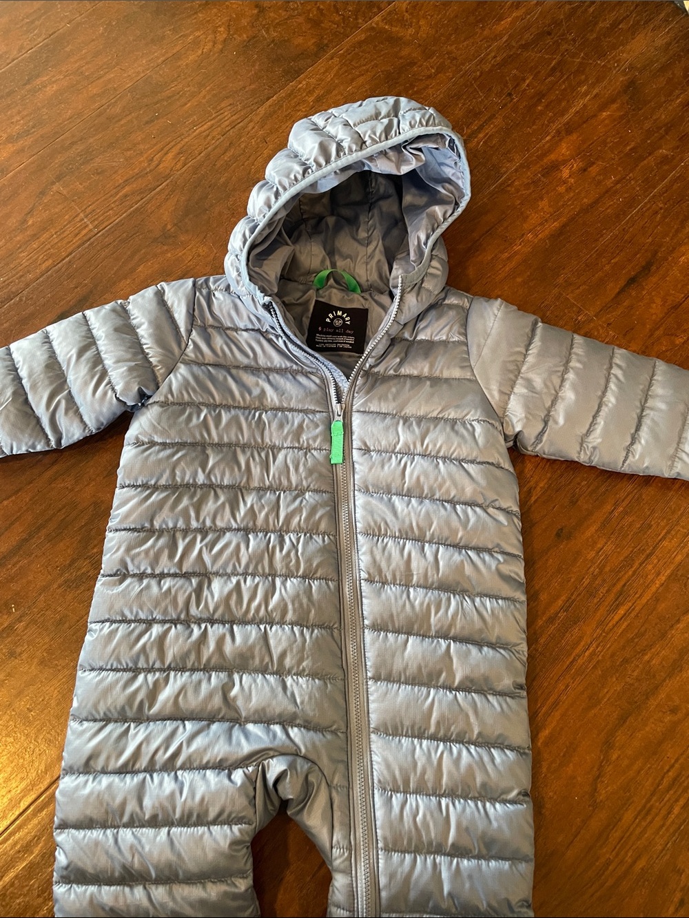 Primary Brand Blue Puffer One-Piece Hooded Jacket